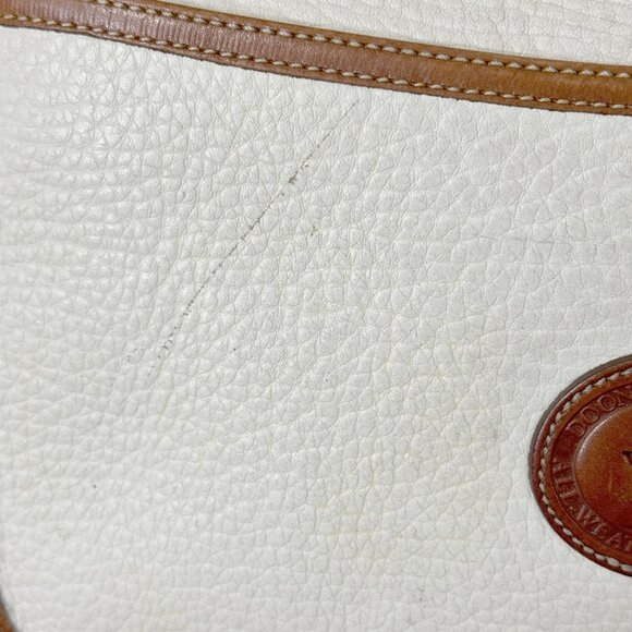 Dooney & Bourke Purse Bag Vintage Pebbled Leather Cream Brown Made in USA - Picture 6 of 13